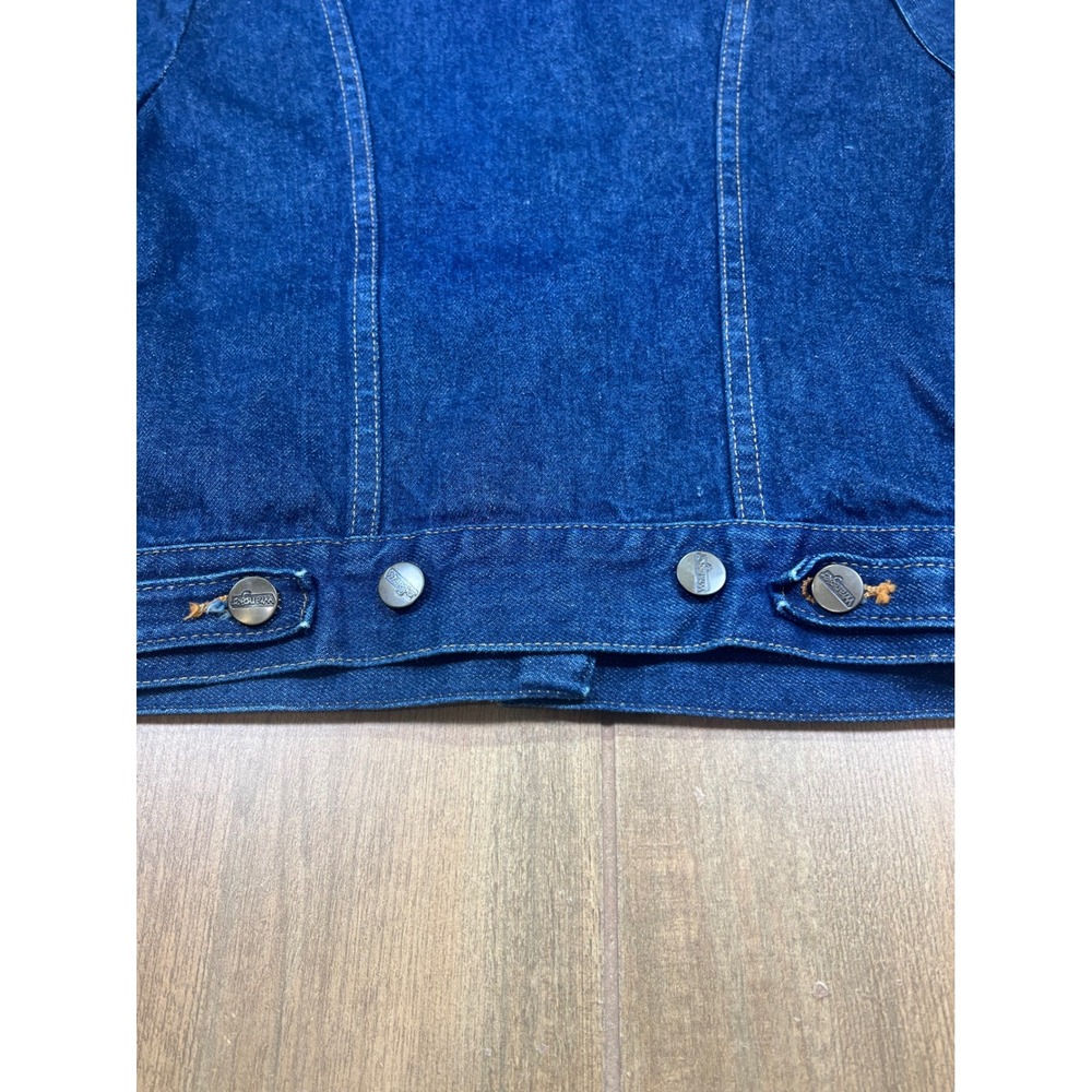 Wrangler Vintage Denim Trucker Jacket Made in USA Blue Cotton B1457PW Size 9 - Picture 11 of 11